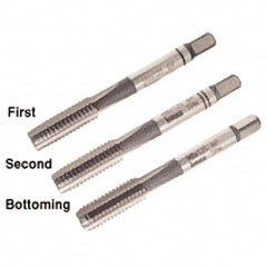 Iscar - M2x0.40 Metric Coarse, 3 Flute, Bottoming, Plug & Taper, Uncoated, Uncoated Finish, High Speed Steel Tap Set - Right Hand Cut, 36mm OAL, 0.315" Thread Length, 6H Class of Fit, Series TPH - Exact Tooling