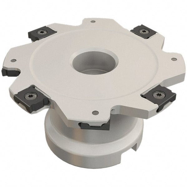Iscar - Shell Mount B Connection, 0.236" Cutting Width, 26mm Depth of Cut, 100mm Cutter Diam, 27mm Hole Diam, 12 Tooth Indexable Slotting Cutter - FDN-LN08 Toolholder, LNET Insert, Right Hand Cutting Direction - Exact Tooling