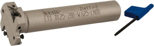 Iscar - Shank Connection, 9/32" Cutting Width, 5/16" Depth of Cut, 1-1/4" Cutter Diam, 2 Tooth Indexable Slotting Cutter - 5/8" Shank Diam, ETS-LN08 Toolholder, LNET Insert, Right Hand Cutting Direction - Exact Tooling