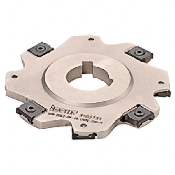 Iscar - Arbor Hole Connection, 5/32" Cutting Width, 0.55" Depth of Cut, 2-1/2" Cutter Diam, 7/8" Hole Diam, 8 Tooth Indexable Slotting Cutter - SDN-LN08 Toolholder, LNET Insert, Right Hand Cutting Direction - Exact Tooling