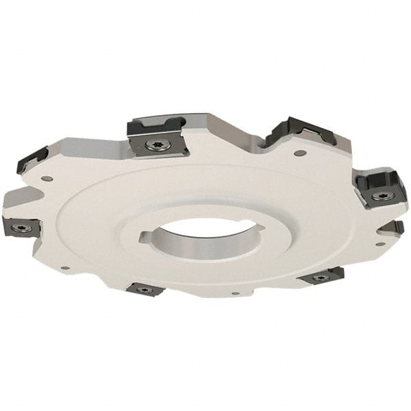 Iscar - Arbor Hole Connection, 0.197" Cutting Width, 22mm Depth of Cut, 80mm Cutter Diam, 22mm Hole Diam, 10 Tooth Indexable Slotting Cutter - SDN Toolholder, LNET Insert, Right Hand Cutting Direction - Exact Tooling