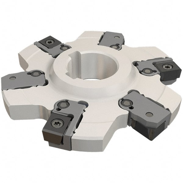 Iscar - Arbor Hole Connection, 0.236" Cutting Width, 50mm Depth of Cut, 160mm Cutter Diam, 40mm Hole Diam, 12 Tooth Indexable Slotting Cutter - SDN Toolholder, LNET Insert, Right Hand Cutting Direction - Exact Tooling