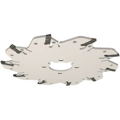 Iscar - Arbor Hole Connection, 0.106" Cutting Width, 34mm Depth of Cut, 125mm Cutter Diam, 32mm Hole Diam, 8 Tooth Indexable Slotting Cutter - GM-DG Toolholder, GIM, GIMY, GIP, GIPA Insert, Right Hand Cutting Direction - Exact Tooling