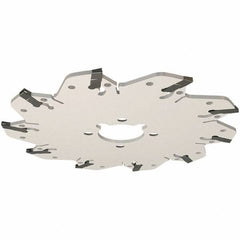 Iscar - Arbor Hole Connection, 0.132" Cutting Width, 34mm Depth of Cut, 125mm Cutter Diam, 32mm Hole Diam, 8 Tooth Indexable Slotting Cutter - GM-DG Toolholder, GIM, GIMY, GIP, GIPA Insert, Right Hand Cutting Direction - Exact Tooling