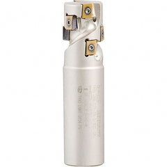 Iscar - 1-1/4" Cut Diam, 1.4" Max Depth of Cut, 1-1/4" Shank Diam, 4-1/4" OAL, Indexable Square Shoulder Helical End Mill - Weldon Shank, 90° Lead Angle, Through Coolant, Series Helitang - Exact Tooling