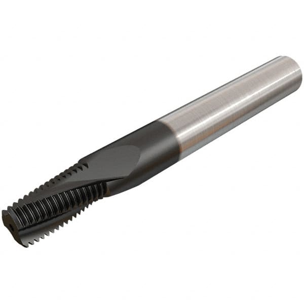 Iscar - RC1/8-28 BSPT, 0.3071" Cutting Diam, 3 Flute, Solid Carbide Helical Flute Thread Mill - Internal/External Thread, 14.1mm LOC, 64mm OAL, 8mm Shank Diam - Exact Tooling