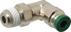 Parker - 5/32" Outside Diam, 1/8 NPTF, Nickel Plated Brass Push-to-Connect Tube Male Swivel Elbow - 300 Max psi, Tube to Male NPT Connection, Buna-N O-Ring - Exact Tooling