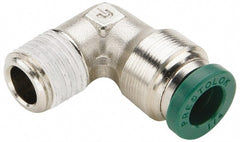 Parker - 5/16" Outside Diam, 1/4 NPTF, Nickel Plated Brass Push-to-Connect Tube Male Elbow - 300 Max psi, Tube to Male NPT Connection, Buna-N O-Ring - Exact Tooling