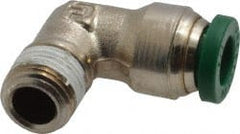Parker - 1/4" Outside Diam, 1/8 NPTF, Nickel Plated Brass Push-to-Connect Tube Male Elbow - 300 Max psi, Tube to Male NPT Connection, Buna-N O-Ring - Exact Tooling