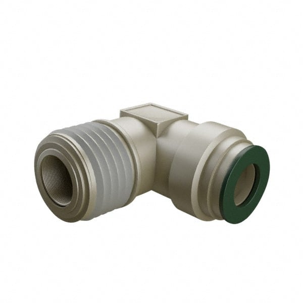 Parker - 1/2" Outside Diam, 3/8 NPTF, Nickel Plated Brass Push-to-Connect Tube Male Elbow - 300 Max psi, Tube to Male NPT Connection, Buna-N O-Ring - Exact Tooling