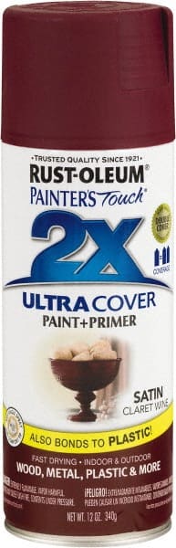 Rust-Oleum - Claret Wine, Satin, Enamel Spray Paint - 8 Sq Ft per Can, 12 oz Container, Use on Multipurpose - Exact Tooling