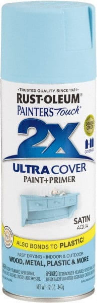 Rust-Oleum - Aqua, Satin, Enamel Spray Paint - 8 Sq Ft per Can, 12 oz Container, Use on Multipurpose - Exact Tooling