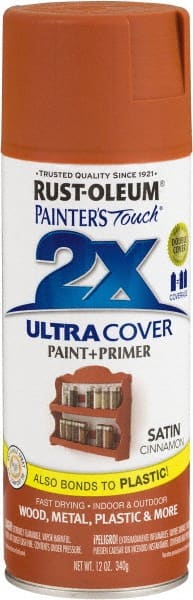 Rust-Oleum - Cinnamon, Satin, Enamel Spray Paint - 8 Sq Ft per Can, 12 oz Container, Use on Multipurpose - Exact Tooling
