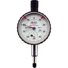 Mahr - Dial Drop Indicators; Maximum Measurement (Inch): 0.2 ; Maximum Measurement (mm): 5.00 ; Dial Graduation (mm): 0.0100 ; Dial Graduation (Decimal Inch): 0.000400 ; Dial Reading: 0-100 ; Dial Diameter (mm): 34.00 - Exact Tooling