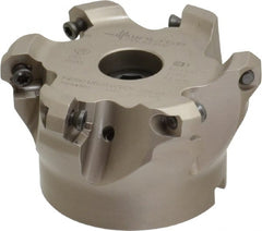 Walter - 3" Cut Diam, 1" Arbor Hole, 4mm Max Depth of Cut, 43° Indexable Chamfer & Angle Face Mill - 6 Inserts, ODM. 0605.., ODH. 0605.. Insert, Series F4080 - Exact Tooling