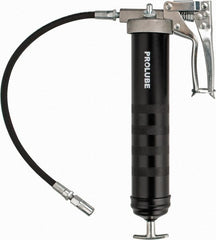 PRO-LUBE - 7,500 Max psi, Flexible Pistol Grease Gun - 14 oz (Cartridge) Capacity, 1/8 Thread Outlet, 40 Strokes per oz, Bulk, Cartridge, Filler Pump & Suction Fill, Includes 4 Jaw Coupler - Exact Tooling