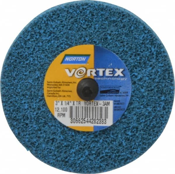 Norton - 3" Medium Grade Aluminum Oxide Deburring Disc - Quick Change Connection - Exact Tooling