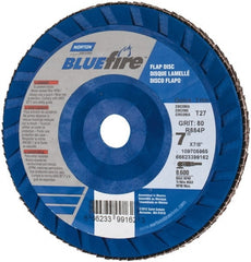 Norton - 7" 80 Grit 7/8" Center Hole Type 27 Zirconia Alumina Flap Disc - Exact Tooling