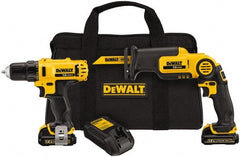 DeWALT - 12 Volt Cordless Tool Combination Kit - Includes 3/8" Drill/Driver & Pivot Reciprocating Saw, Lithium-Ion Battery Included - Exact Tooling