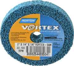 Norton - 2" Diam, 1/4" Face Width, 1/4" Center Hole, Medium Grade, Aluminum Oxide Deburring Wheel - Unitized, Medium Density 5 Grade - Exact Tooling
