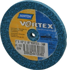 Norton - 2" Diam, 1/8" Face Width, 1/8" Center Hole, Medium Grade, Aluminum Oxide Deburring Wheel - Unitized, Medium Density 7 Grade - Exact Tooling