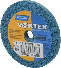 Norton - 2" Diam, 1/8" Face Width, 1/4" Center Hole, Medium Grade, Aluminum Oxide Deburring Wheel - Unitized, Medium Density 7 Grade - Exact Tooling