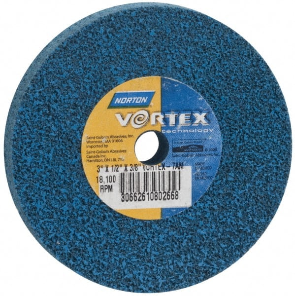 Norton - 3" Diam, 1/8" Face Width, 1/4" Center Hole, Medium Grade, Aluminum Oxide Deburring Wheel - Unitized, Medium Density 5 Grade - Exact Tooling