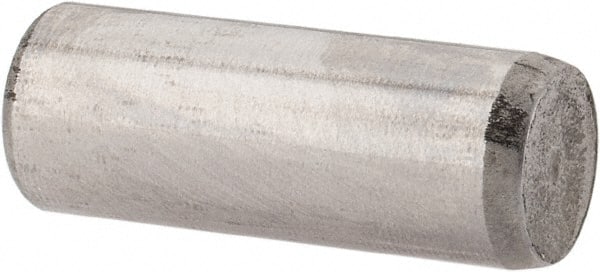 Made in USA - 6mm Diam x 16mm Pin Length Alloy Steel Standard Dowel Pin - Bright Finish, C 47-58 & C 60 (Surface) Hardness, 1 Beveled & 1 Rounded End - Exact Tooling