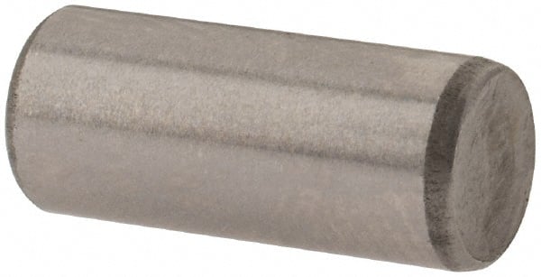 Made in USA - 5mm Diam x 12mm Pin Length Alloy Steel Standard Dowel Pin - Bright Finish, C 47-58 & C 60 (Surface) Hardness, 1 Beveled & 1 Rounded End - Exact Tooling