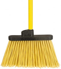 PRO-SOURCE - 12" Wide, Yellow Polypropylene Bristles, 48" Vinyl-Coated Metal Handle, Angled Broom - Flagged - Exact Tooling