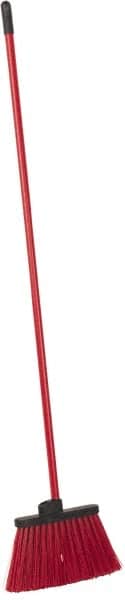 PRO-SOURCE - 12" Wide, Red Polypropylene Bristles, 46-1/2" Vinyl-Coated Metal Handle, Angled Broom - Flagged - Exact Tooling