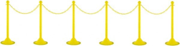 PRO-SAFE - 41" High Plastic Pedestrian Warning Post Kit - 50' Long Rope - Exact Tooling