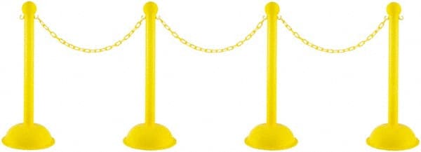 PRO-SAFE - 41" High Plastic Pedestrian Warning Post Kit - 30' Long Rope - Exact Tooling