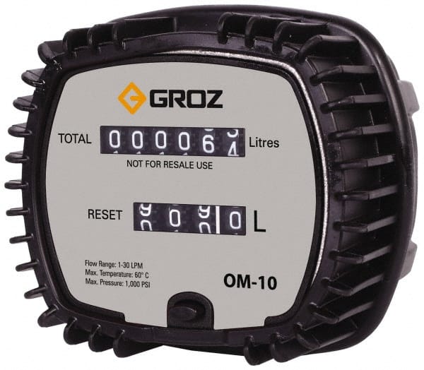 PRO-LUBE - 1/2" NPT Port Mechanical Oil Flowmeter - 1000 Max psi, 0.3 to 8 GPM, Aluminum - Exact Tooling