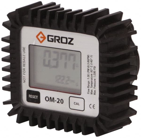 PRO-LUBE - 1/2" NPT Port Electronic Oil Flowmeter - 1000 Max psi, 0.3 to 8 GPM, Aluminum - Exact Tooling