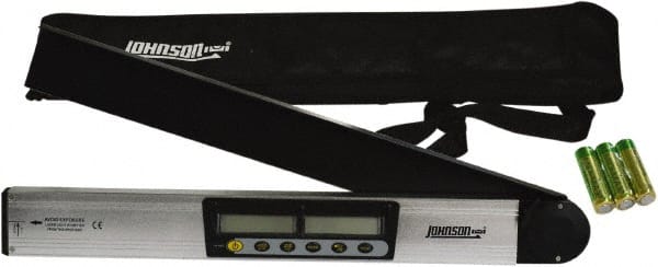 Johnson Level & Tool - 182.5° Measuring Range, Magnetic Base Digital Protractor - 0.10° Resolution, 21 Inch Long Blade, Accuracy Up to 0.10°, (3) AA Batteries Not Included - Exact Tooling