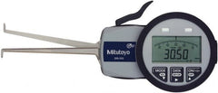 Mitutoyo - 0.0472 Inch Groove Width, 0.2047 Inch Groove Depth, 0.39 to 1.18 Inch, Ball/Ball Inside Electronic Caliper Gage - 0.0005 Inch Resolution, 0.0015 Inch Accuracy, 0.0394 Inch Tip Diameter, 3.3465 Inch Leg Length, Data Output, AA Battery - Exact Tooling