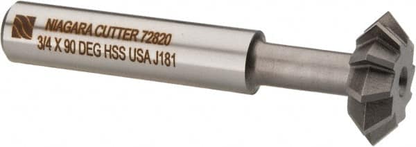 Keo - 3/4° 3/4" Cut Diam, 1/4" Cut Width, 3/8" Shank, High Speed Steel Double-Angle Cutter - Exact Tooling