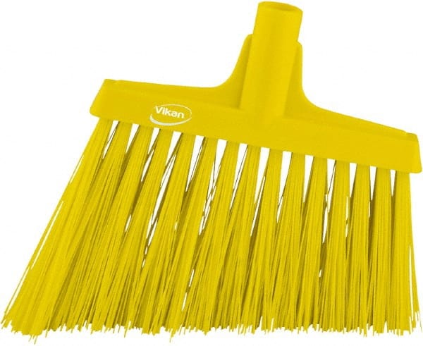Vikan - 9-1/2" Wide, Yellow Synthetic Bristles, Angled Broom - Exact Tooling