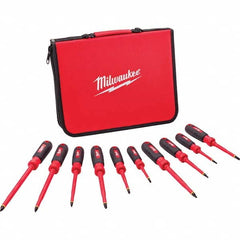 Milwaukee Tool - Screwdriver Sets Screwdriver Types Included: Insulated Slotted; Phillips; Square Number of Pieces: 10 - Exact Tooling