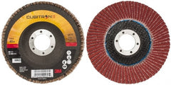 3M - 40 Grit, 4-1/2" Disc Diam, 7/8" Center Hole, Type 29 Ceramic Flap Disc - 13,300 Max RPM, Cloth Backing, Arbor Attaching System, Coated - Exact Tooling