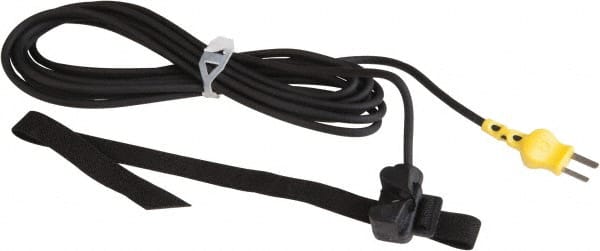 Cooper - -25 to 300°F, K Pipe Strap, Thermocouple Probe - 10 Ft. Cable Length, Mini Connector, 2 Sec Response Time - Exact Tooling