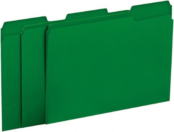 UNIVERSAL - 8-1/2 x 11", Letter Size, Green, File Folders with Top Tab - 11 Point Stock, 1/3 Tab Cut Location - Exact Tooling