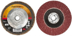 3M - 40 Grit, 4-1/2" Disc Diam, 5/8-11 Center Hole, Type 29 Ceramic Flap Disc - 13,300 Max RPM, Cloth Backing, Arbor Attaching System, Coated - Exact Tooling