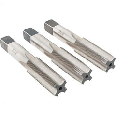 Made in USA - M20x1.50 Metric Fine, 4 Flute, Bottoming, Plug & Taper, Bright Finish, High Speed Steel Tap Set - Right Hand Cut, 4-15/32" OAL, 2" Thread Length - Exact Tooling