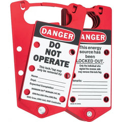 Brady - Single Jaw, 6 PadLocks, Anodized Aluminum Lockout Hasp - Scissor Action, 7-1/4" Long x 3" Wide - Exact Tooling