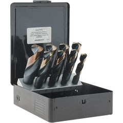 Made in USA - 9/16 to 1", 135° Point, Oxide/Gold Finish, High Speed Steel Reduced Shank Drill Bit Set - Exact Tooling