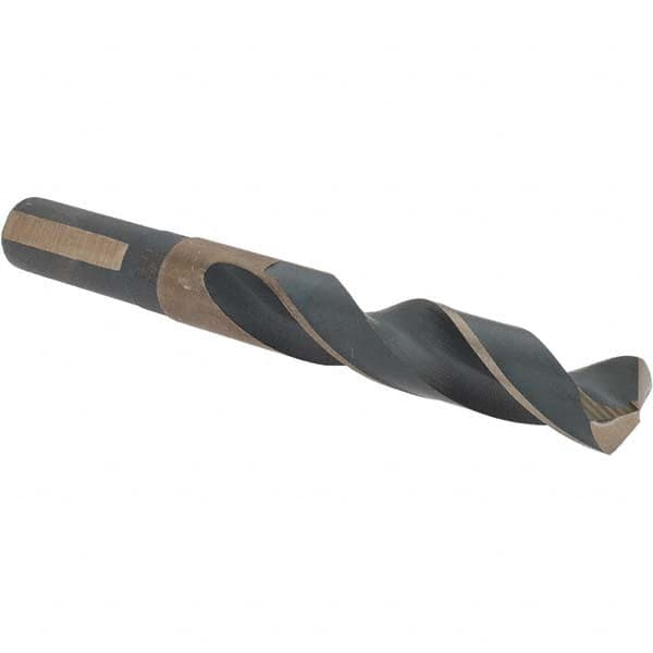 Made in USA - 35/64" High Speed Steel, 135° Point, Round with Flats Shank Maintenance Drill Bit - Exact Tooling