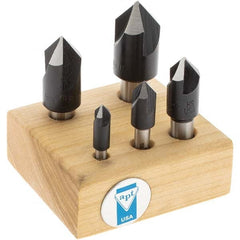 Import - 5 Piece, 1/4 to 3/4" Head Diam, 82° Included Angle, Single End Countersink Set - Exact Tooling