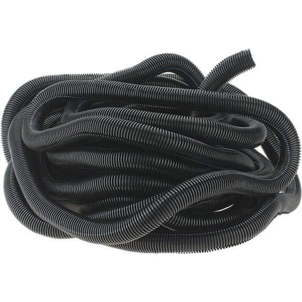 Value Collection - 0.95" ID, Black/Gray Nylon Corrugated Cable Sleeve - 50' Coil Length, -40 to 300°F - Exact Tooling